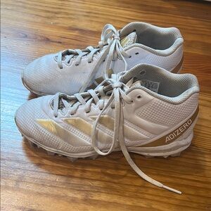Adidas White and Gold Football Cleats Size 4